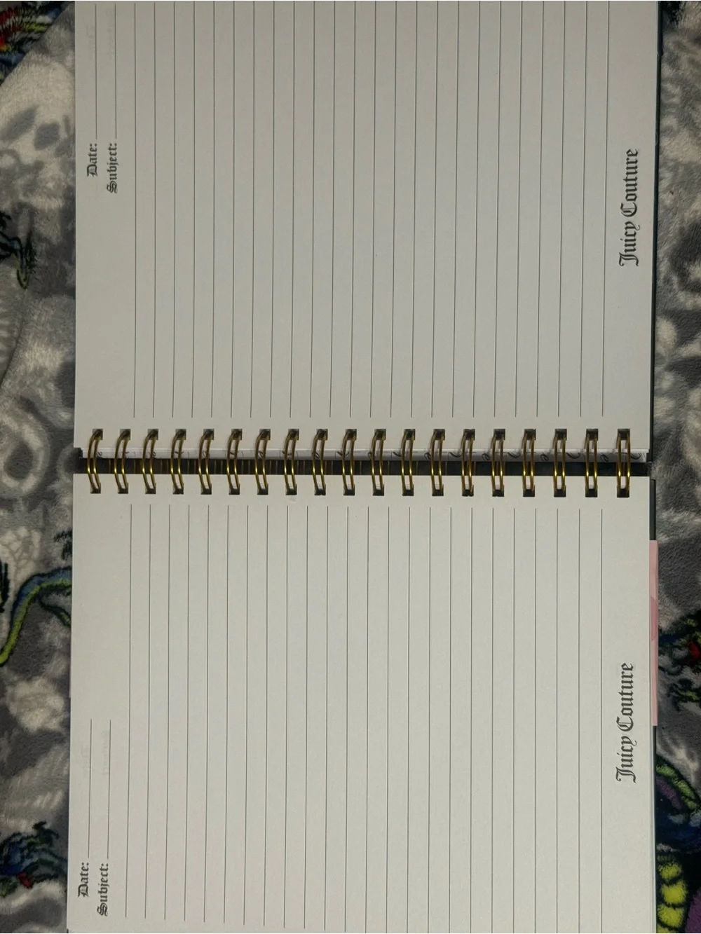 Juicy Couture Black & Gold Spiral Journal with Crown-Topped Pen